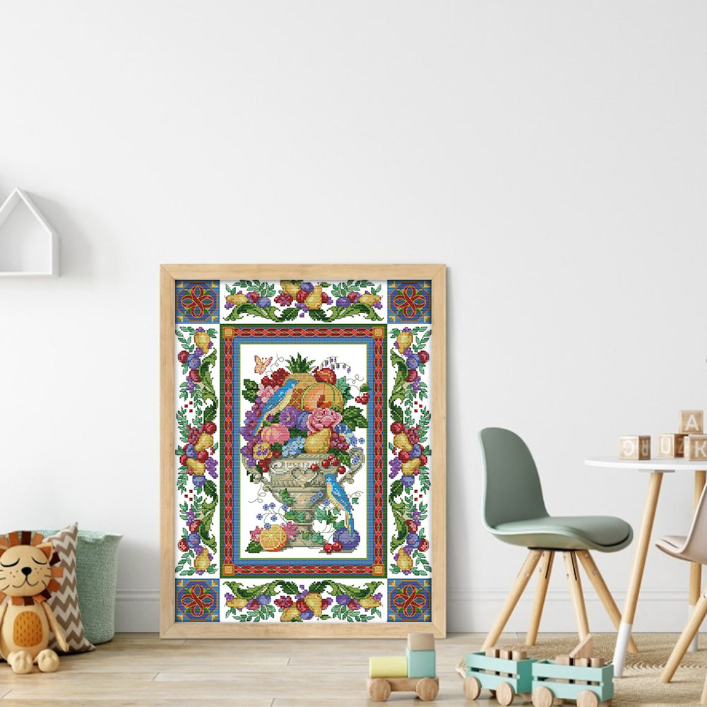 Gorgeous Fruit Bowl - 14CT Stamped Cross Stitch 37*48CM(Joy Sunday)