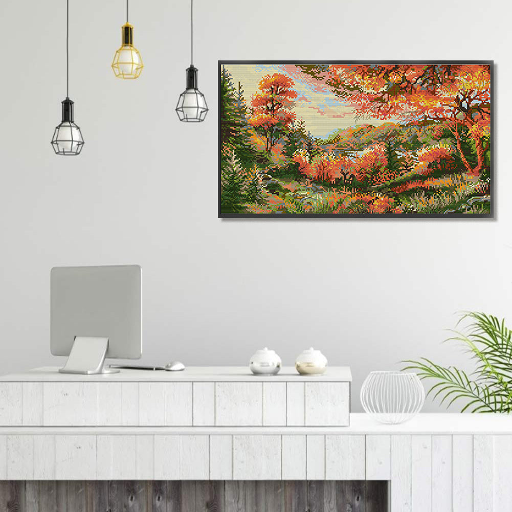 Autumn Scenery - 14CT Stamped Cross Stitch 48*30CM(Joy Sunday)