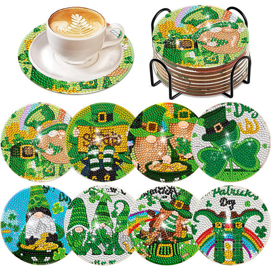 6Pcs Diamond Art Painting Coasters Craft Kit with Holder for Gift (Easter Egg)