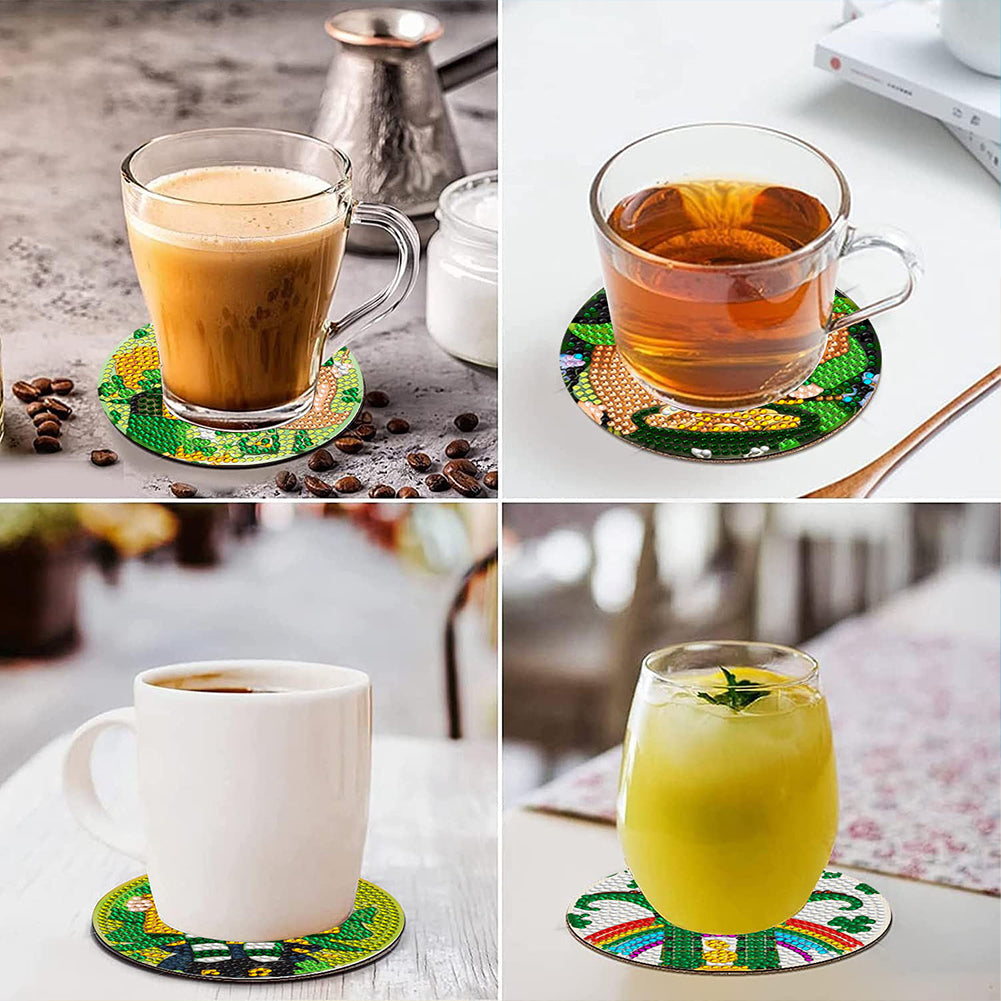 6Pcs Diamond Art Painting Coasters Craft Kit with Holder for Gift (Easter Egg)