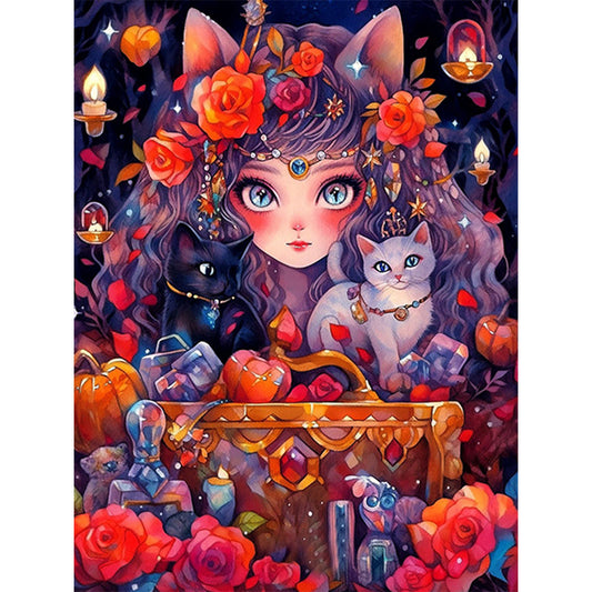 Cat Girl - 11CT Stamped Cross Stitch 50*65CM