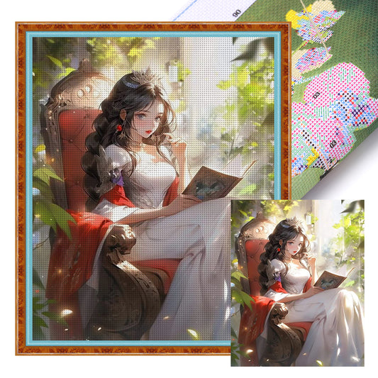 Girl Reading Book - 11CT Stamped Cross Stitch 40*50CM