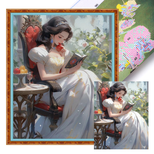 Girl Reading Book - 11CT Stamped Cross Stitch 40*50CM