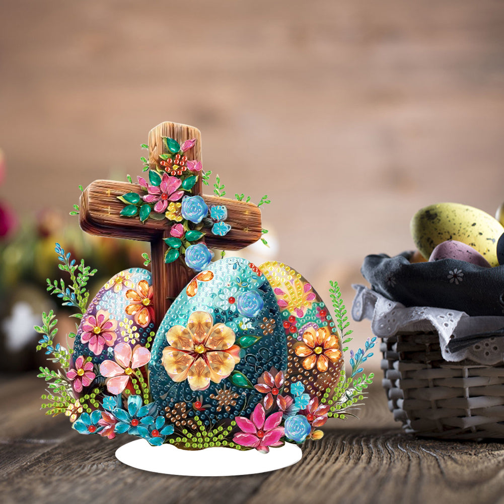 Special Shaped 5D Easter Egg Cross DIY Diamond Art Tabletop Decor Bedroom Decor