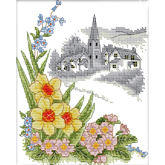 Four Seasons Spring Jasmine - 14CT Stamped Cross Stitch 21*27CM(Joy Sunday)