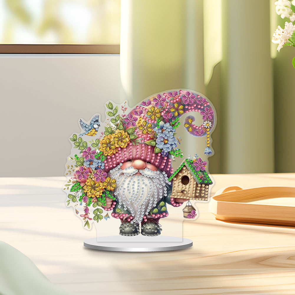 Single-Side Special Shape Spring Gnome Desktop Diamond Art Kits for Home Decor