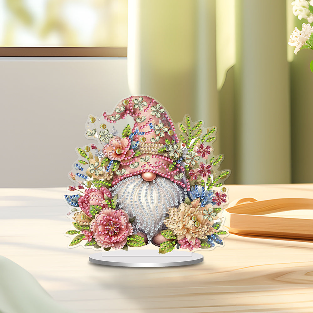 Single-Side Special Shape Spring Gnome Desktop Diamond Art Kits for Home Decor