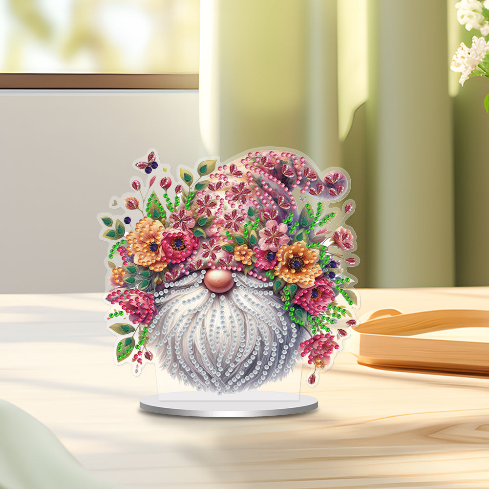 Single-Side Special Shape Spring Gnome Desktop Diamond Art Kits for Home Decor
