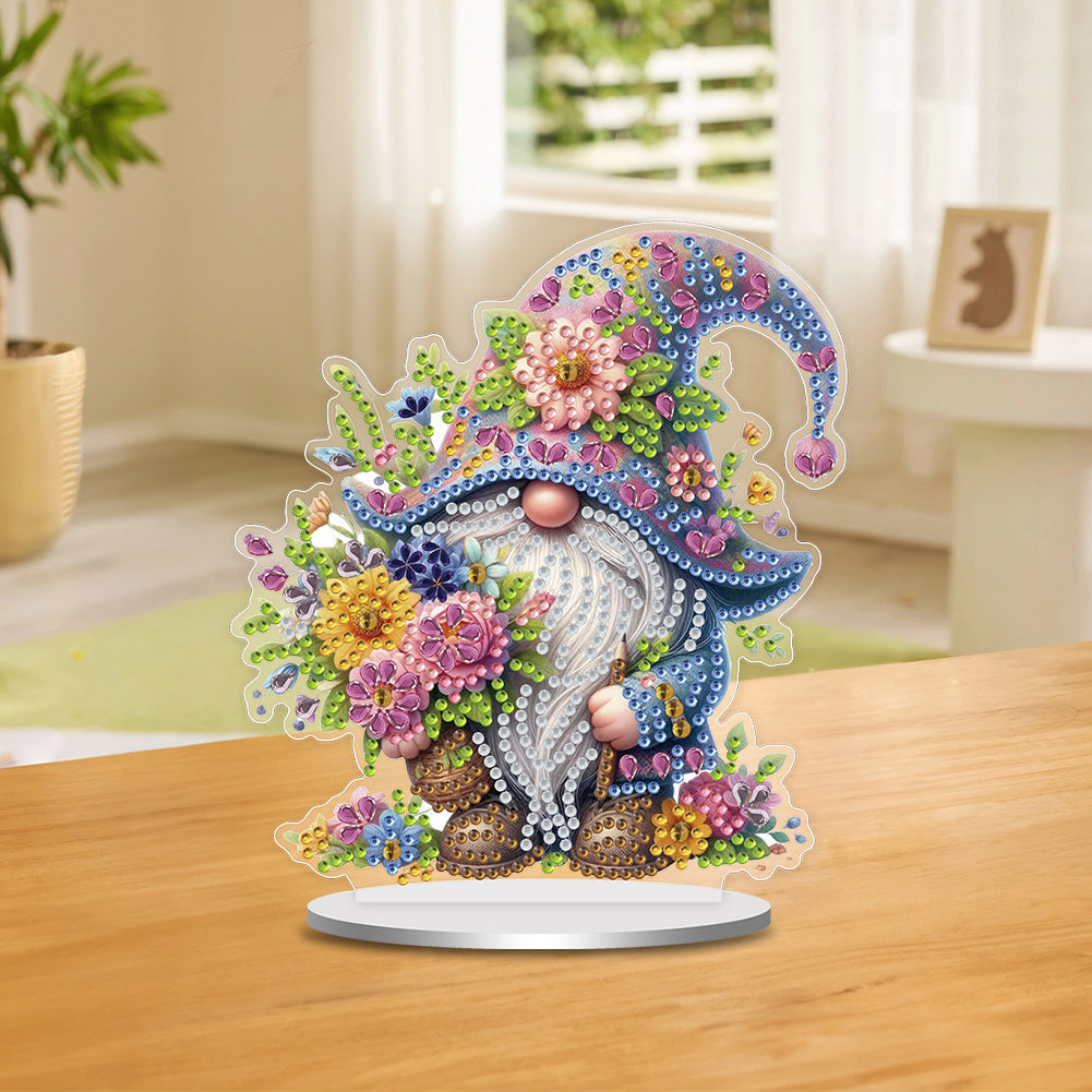 Single-Side Special Shape Spring Gnome Desktop Diamond Art Kits for Home Decor