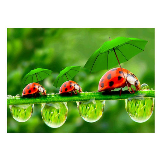 Leaf Ladybug - Full Round Drill Diamond Painting 40*30CM