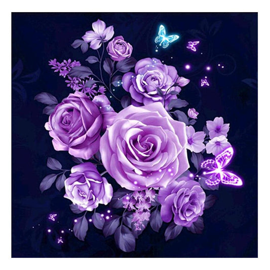 Purple Flowers - Full Round Drill Diamond Painting 30*30CM