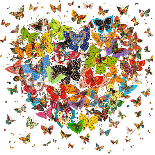 Butterfly Heart - Full Round Drill Diamond Painting 30*30CM