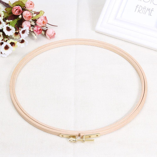 DIY Wooden Cross Stitch Frame Needlework Hoop Ring Embroidery Tool(24cm)