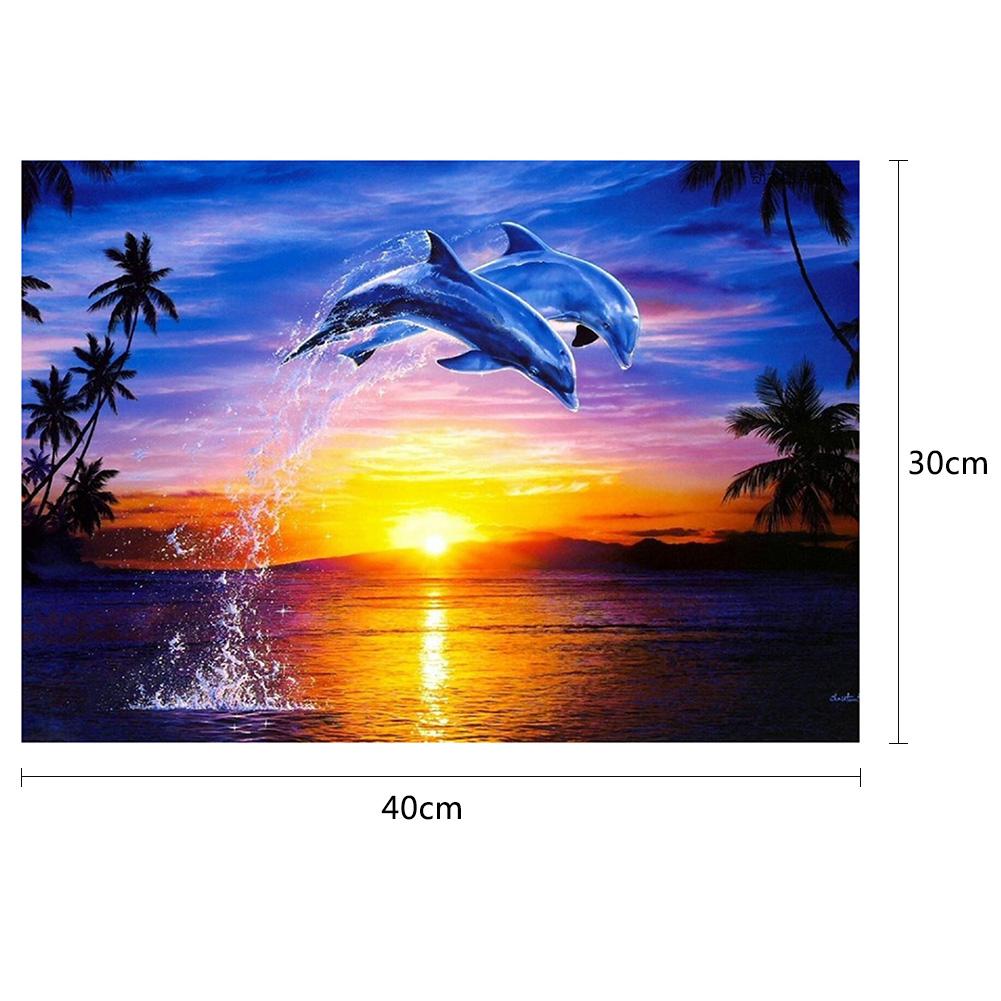 Sunset Dolphin - Full Round Drill Diamond Painting 40*30CM