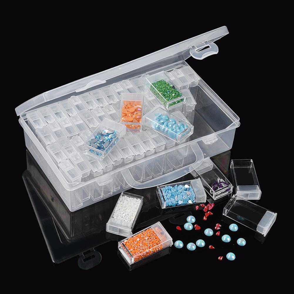 Clear Plastic Diamond Storage Box DIY Diamond Painting Drill Case (64 Grid)