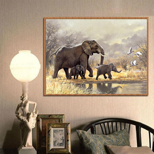 Elephants - Full Round Drill Diamond Painting 40X30 CM