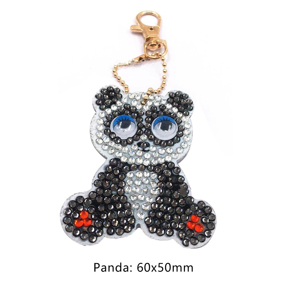 1pcs DIY Keychain Hand Made Diamond Painting Full Drill Pendant (Panda)