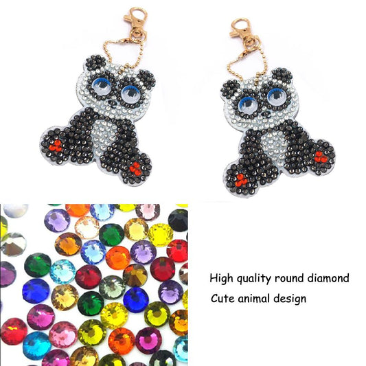 1pcs DIY Keychain Hand Made Diamond Painting Full Drill Pendant (Panda)
