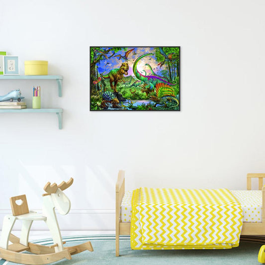 Forest Dinosaurs - Full Round Drill Diamond Painting 40*30 CM