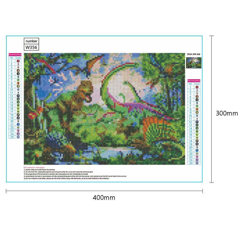 Forest Dinosaurs - Full Round Drill Diamond Painting 40*30 CM