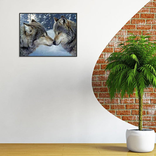 Kissing Wolves - Full Round Drill Diamond Painting 40*30CM