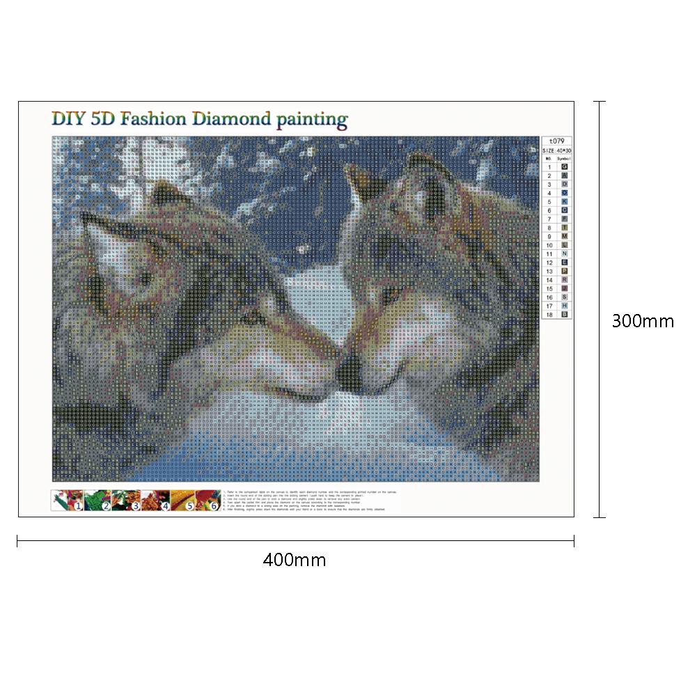 Kissing Wolves - Full Round Drill Diamond Painting 40*30CM