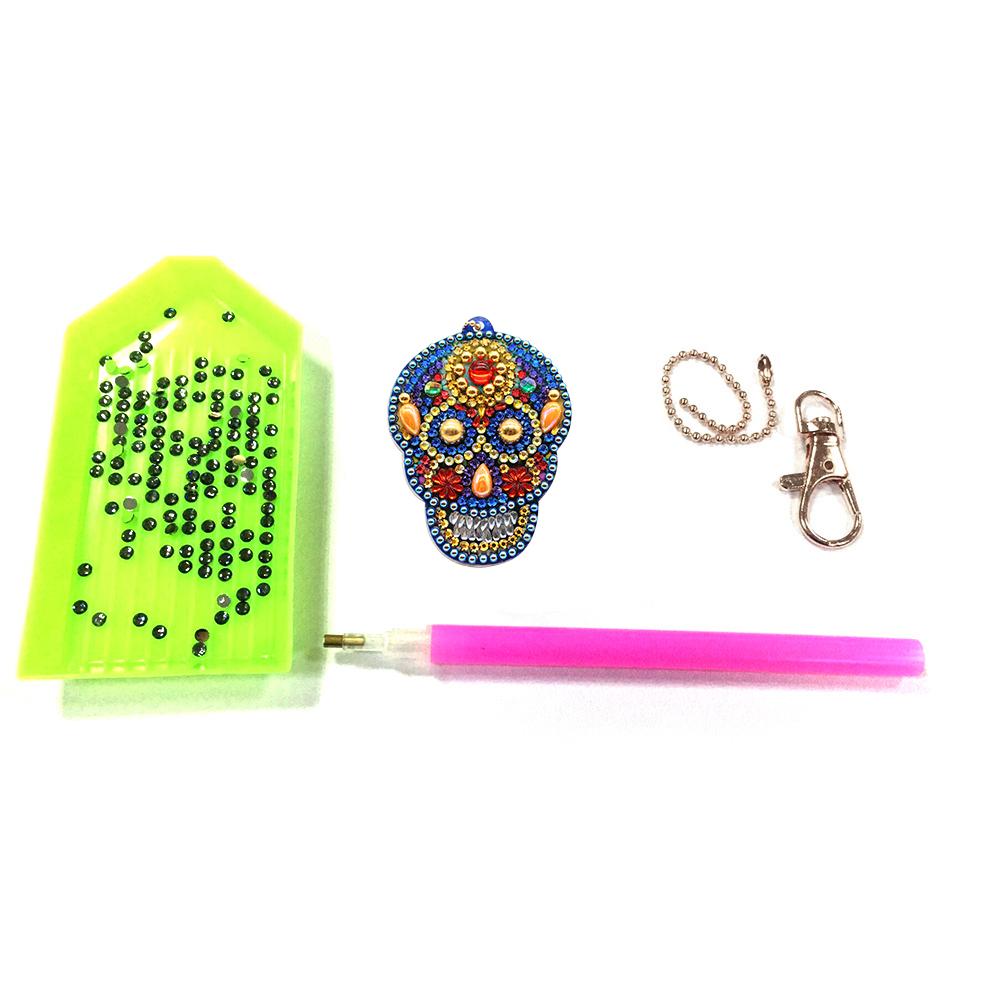 4pcs DIY Diamond Painting Keychain Special-shaped Full Drill Skull Ornament
