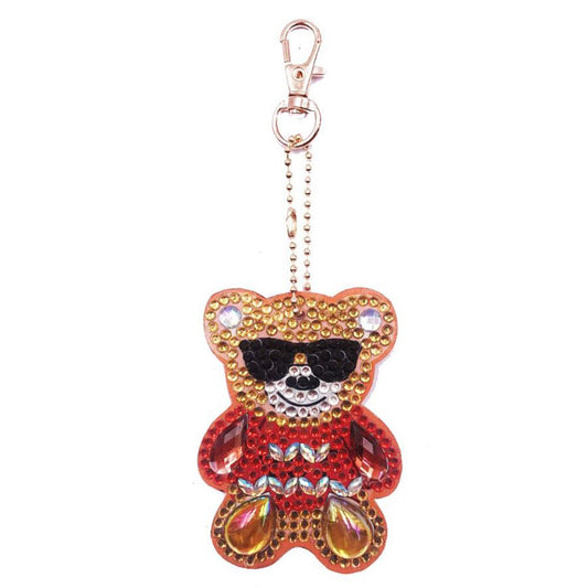 4pcs DIY Full Drill Special Shaped Diamond Painting Bear Keychain Pendants