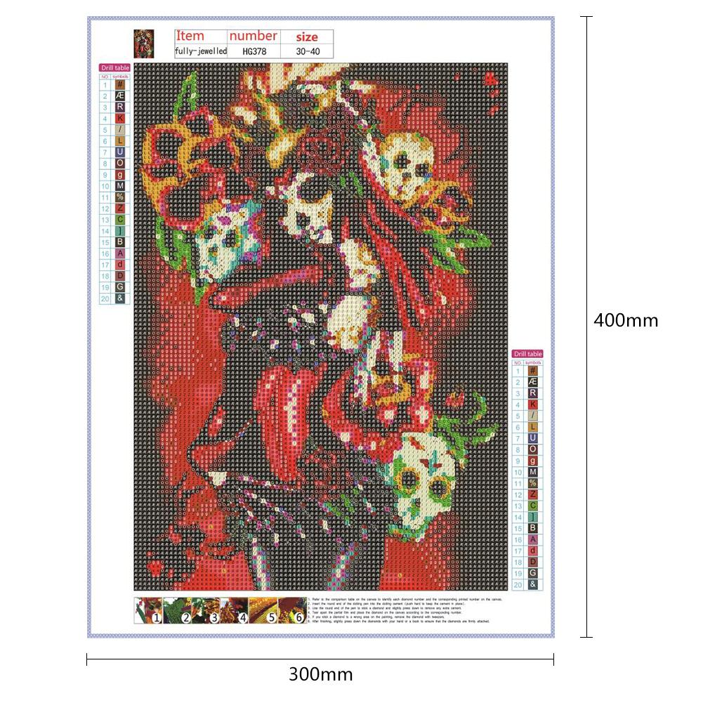 Skull Beauty - Full Round Drill Diamond Painting 30*40CM