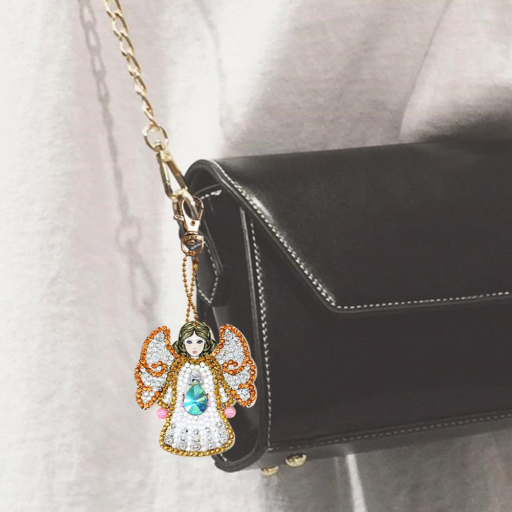 5pcs DIY Full Drill Special Shaped Diamond Painting Angel Fashion Keyring