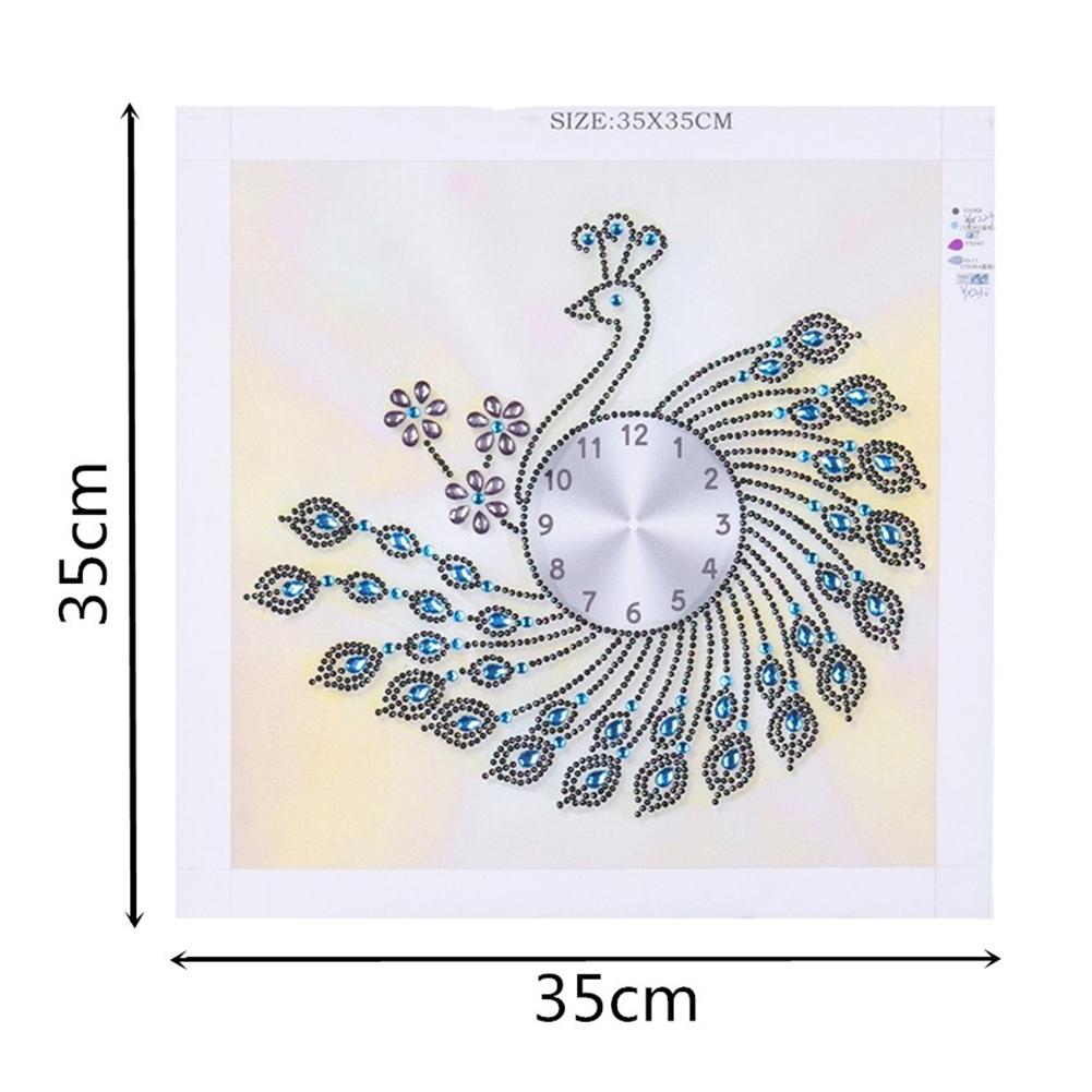 Peafowl Clock - Special Shaped Drill Diamond Painting 35X35CM