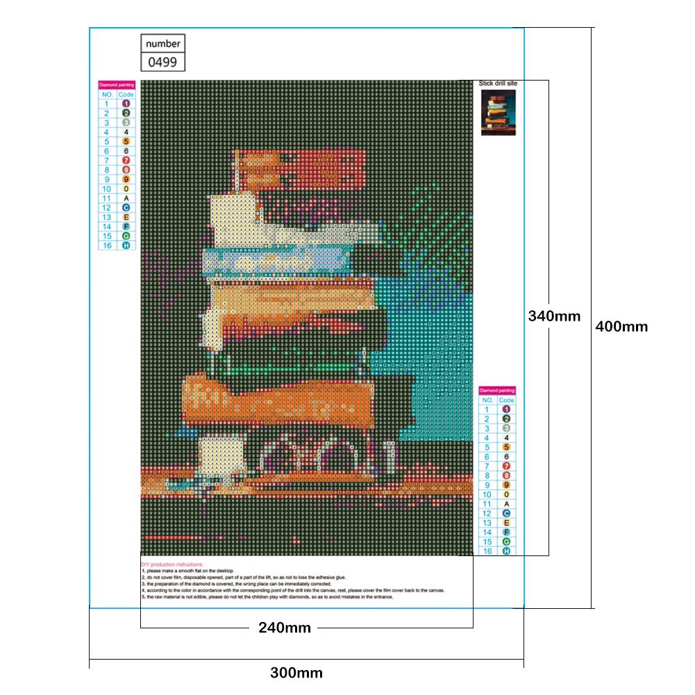 Bookshelf - Full Round Drill Diamond Painting 30X40CM