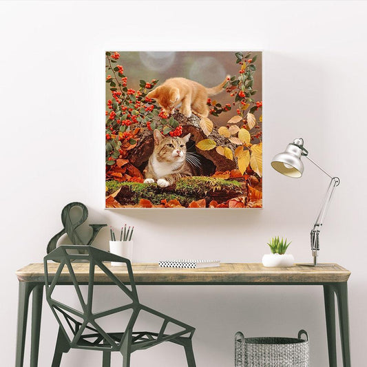 Cat - Full Round Drill Diamond Painting 30*30CM