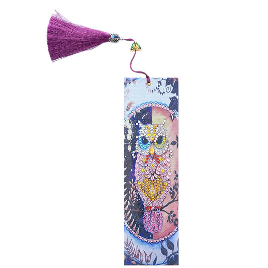 DIY Owl Special Shaped Diamond Painting Leather Bookmarks with Tassel Gifts