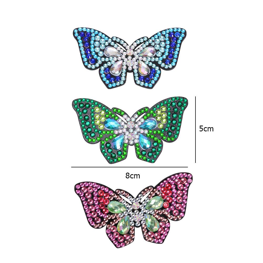 3pcs DIY Diamond Painting Hair Clip Butterfly Rhinestone Bobby Pin Headwear