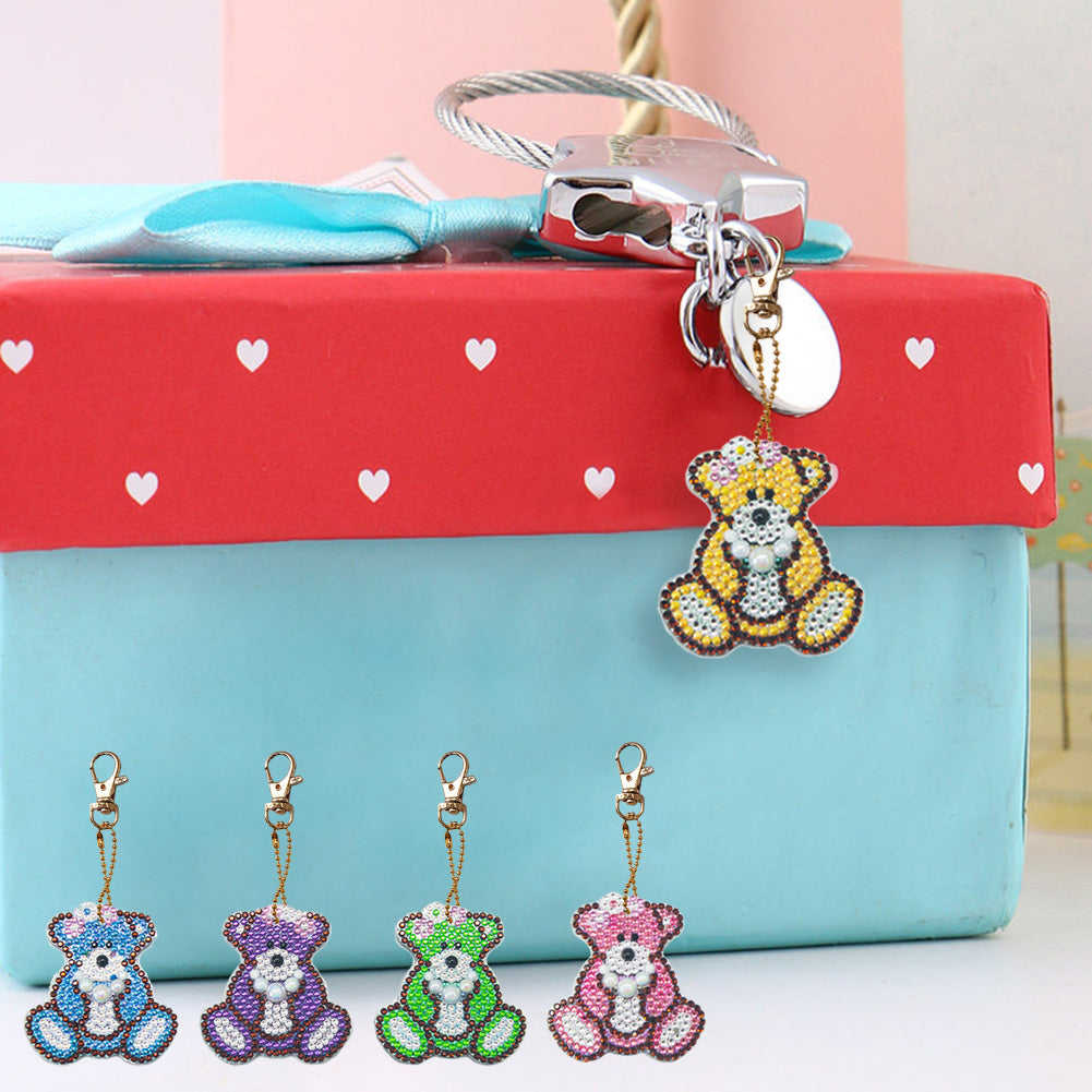 5pcs DIY Full Drill Special Shaped Diamond Painting Bear Keychain Ornaments
