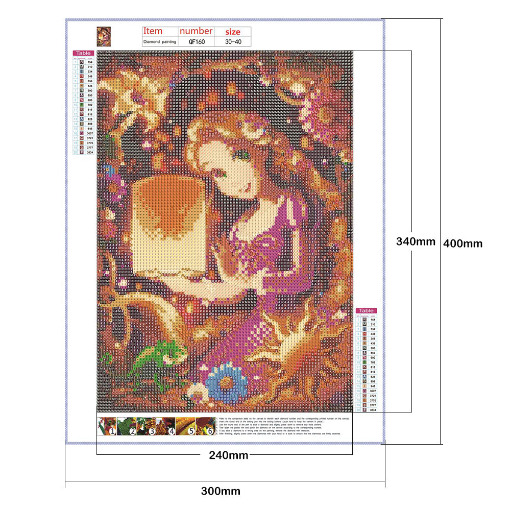 Rapunzel - Full Round Drill Diamond Painting 30*40CM