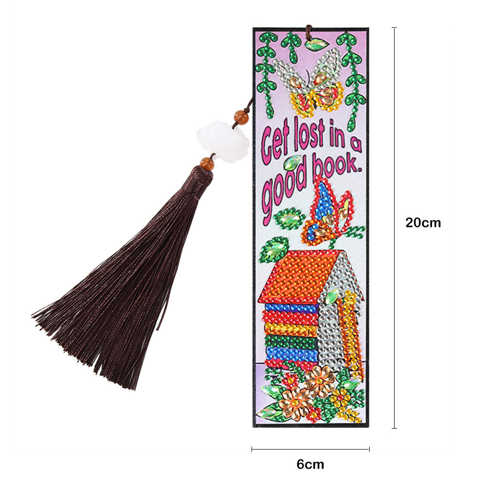 DIY Special Shaped Diamond Painting House Leather Bookmark Tassel Marker