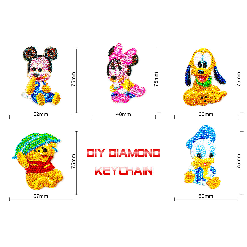 5x DIY Diamond Painting Keychains Cute Cartoon Embroidery Needlework Craft