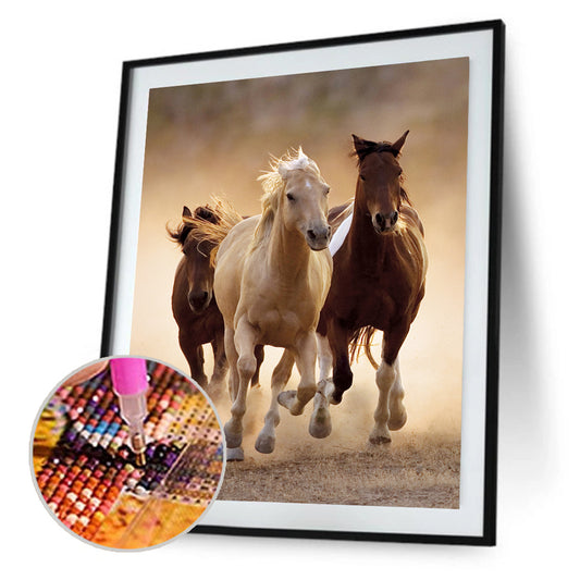 Three Horses - Full Round Drill Diamond Painting 30*40CM