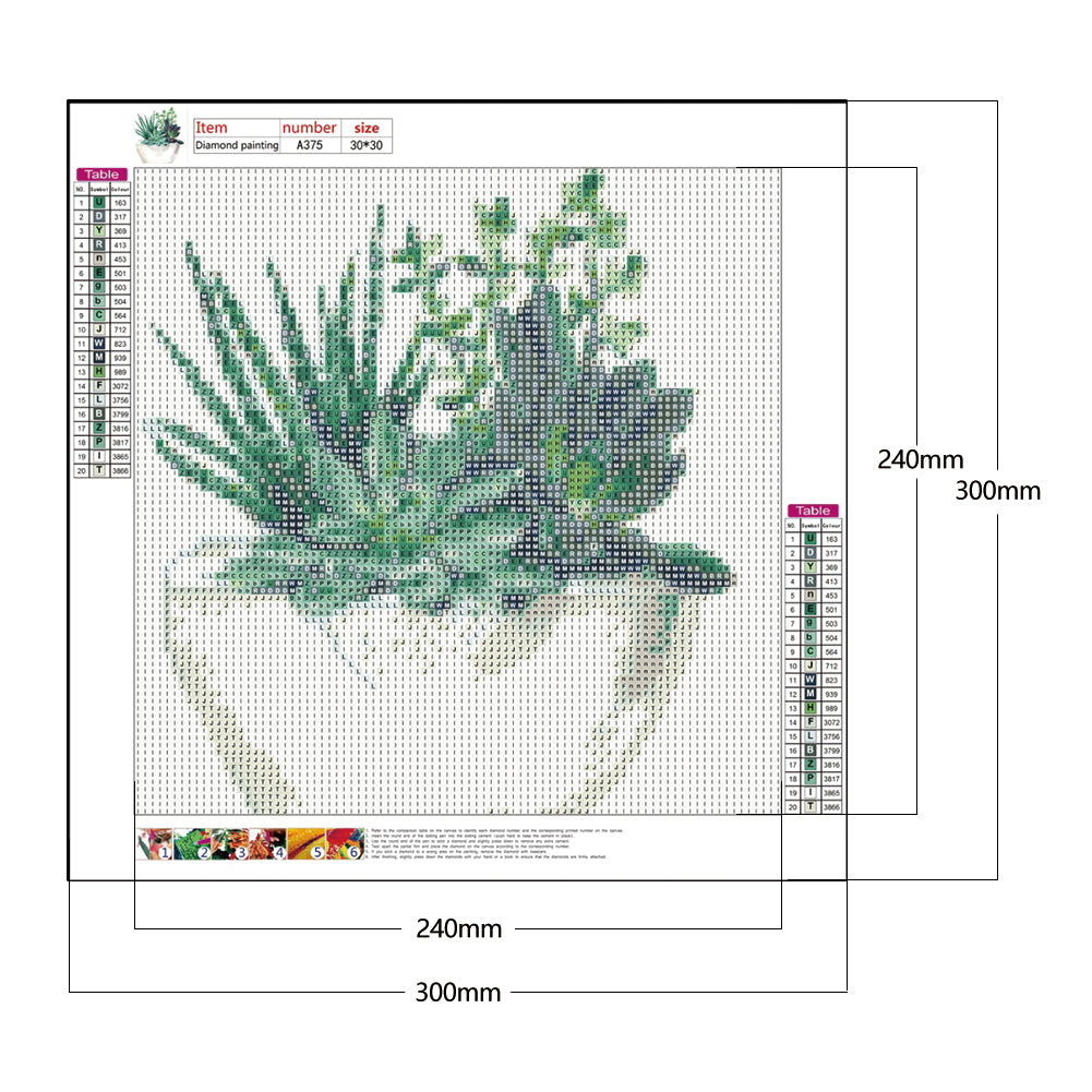 Succulent Plant - Full Round Drill Diamond Painting 30*30CM
