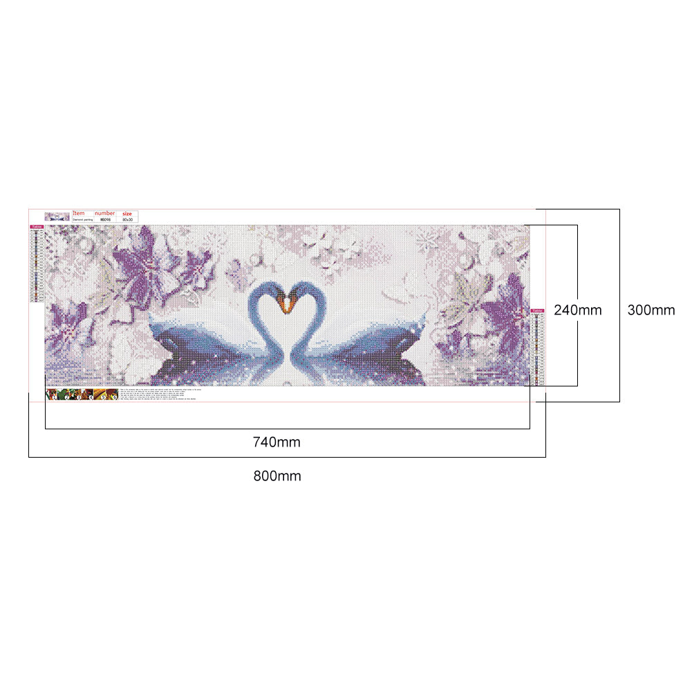 Swan Love - Full Round Drill Diamond Painting 80*30CM