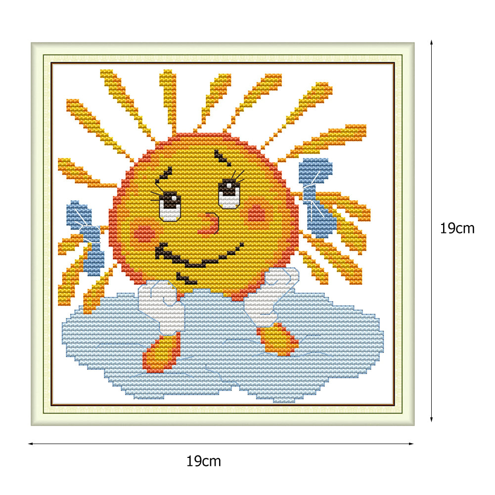 Sun - 14CT Stamped Cross Stitch 19*19CM