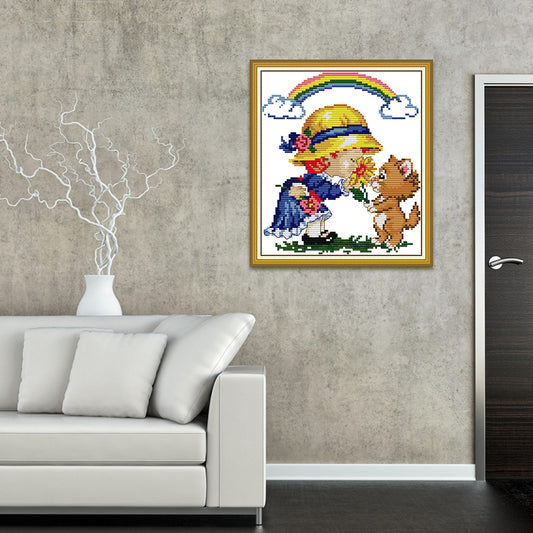 Happiness - 14CT Stamped Cross Stitch 20*22CM