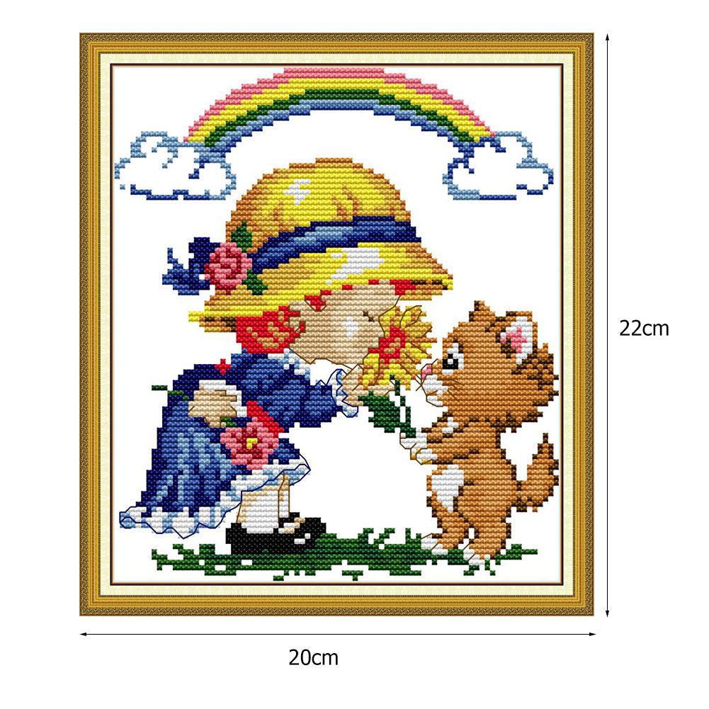 Happiness - 14CT Stamped Cross Stitch 20*22CM