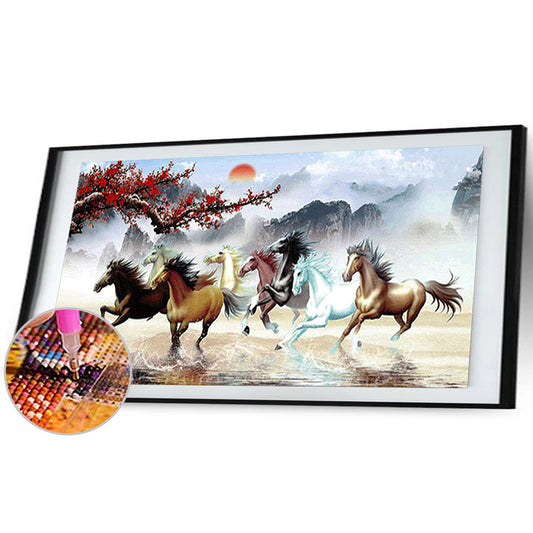 Horses - Full Round Drill Diamond Painting 100*50CM