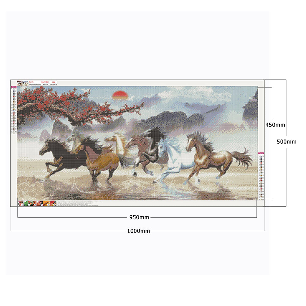 Horses - Full Round Drill Diamond Painting 100*50CM