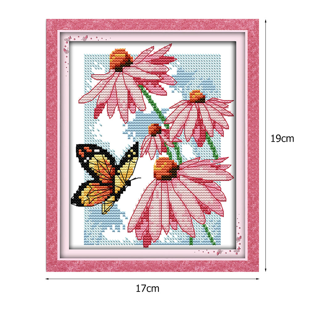 Flowers - 14CT Stamped Cross Stitch 19*17CM