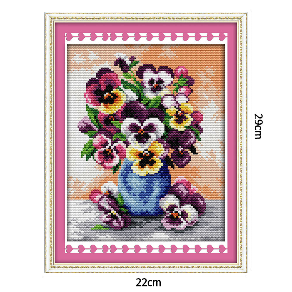 Colorful Flowers - 14CT Stamped Cross Stitch 29*22CM