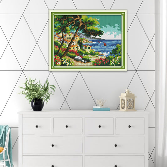 Seaside- 14CT Stamped Cross Stitch 36*29CM